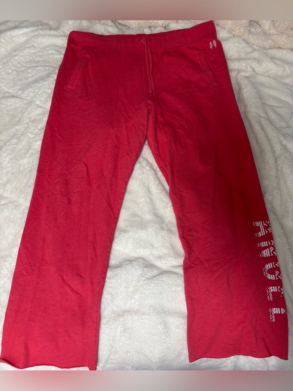 PINK Victoria's Secret Angel Red Wide Leg Sweatpants Cozy Relax Y2K Lounge Pants